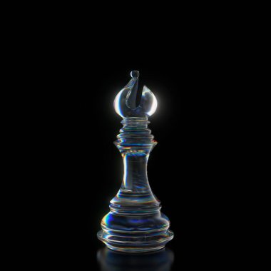 İzole edilmiş bir stüdyo arkaplanı olan normal bir fil satranç taşı - 3 boyutlu canlandırma