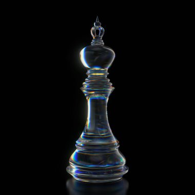 İzole edilmiş bir stüdyo arka planında normal bir kral satranç taşı - 3 boyutlu canlandırma