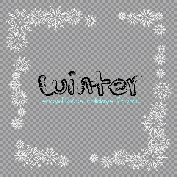 White Snowflakes Frame Template Fundo Transparente Ornamento Design Férias Inverno — Vetor de Stock