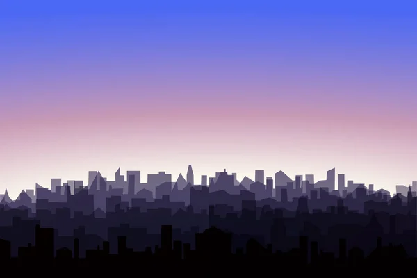 Ochtend Landschap Van Moderne Stad Silhouetten Stadsgezicht Met Zonsopgang Cityline — Stockfoto
