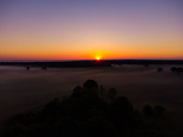 Majestätischer Sonnenaufgang Über Einer Heiteren Drohnenlandschaft Nordeuropas — Stockfoto