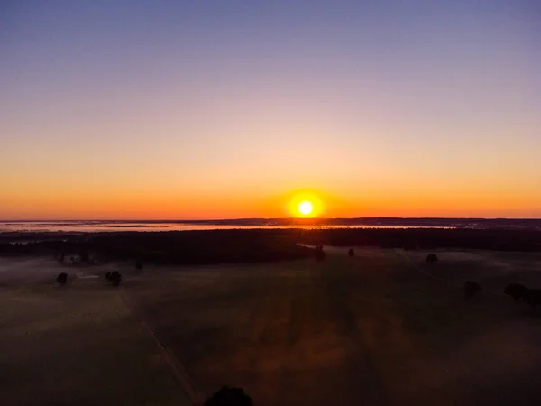 stock image Majestic Sunrise Over a Serene Drone Landscape of Northern Europe