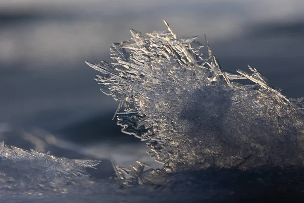 镀金的冬季 北欧金色日出中的半透明冰醒 — 图库照片