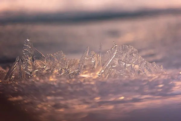 Invierno Dorado Despierta Hielo Translúcido Amanecer Oro Norte Europa — Foto de Stock