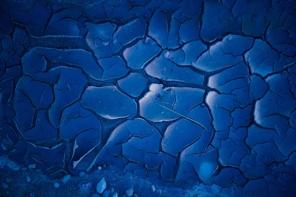 Lienzo Abstracto Naturaleza Arte Barro Agrietado Azul Norte Europa — Foto de Stock