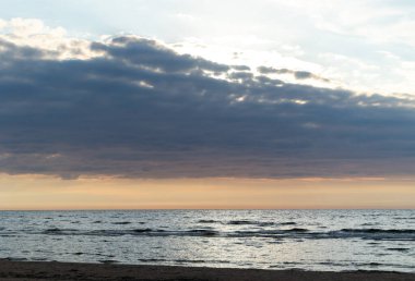 Letonya 'da güzel bir Baltık Denizi sahili manzarası. Denizde yaz manzarası.