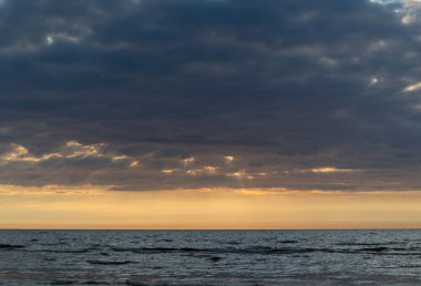 Letonya 'da güzel bir Baltık Denizi sahili manzarası. Denizde yaz manzarası.