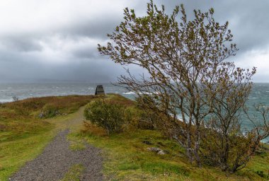 Stormy autumn landscape of fjord in Evenes, Northern Norway. Seasonal scenery of Scandinavia. clipart