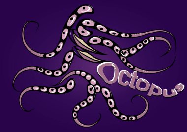 ahtapot koyu arkaplan üzerinde soyut vektör çizimi