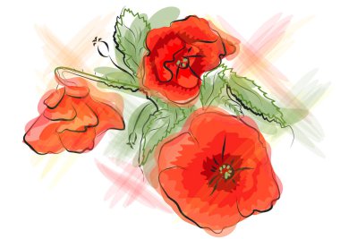 beyaz arkaplanda izole edilmiş haşhaş soyut vektör çizimi