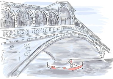 venice bridge. rialto bridge vector illustration