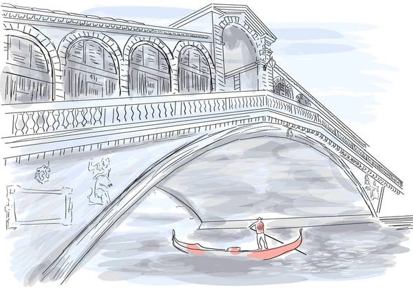 venice bridge. rialto bridge vector illustration