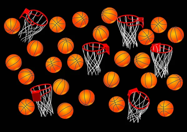 Basket Ball Fond Vectoriel Illustration Isolé Sur Fond Noir — Image vectorielle