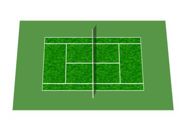Beyaz arka plan üzerinde izole Tenis Kortu vektör çizim