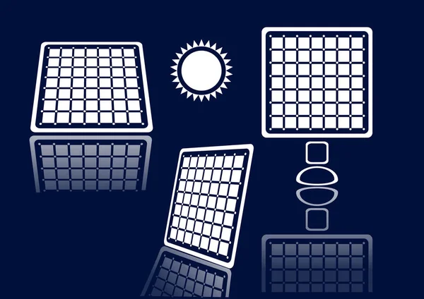 太阳能电池板 蓝色的太阳能白色图标 — 图库矢量图片
