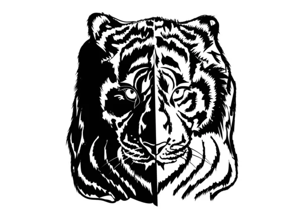 Тигр Векторна Ілюстрація Ізольована Білому Фоні — стоковий вектор