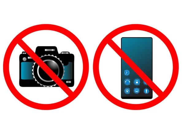 Geen Mobiele Telefoon Geen Camera Vector Illustratie Geïsoleerd — Stockvector