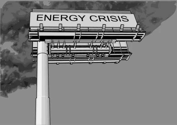 Ilustración Vectorial Crisis Energética Contra Cielo Oscuro — Vector de stock