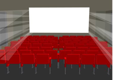 Sinema içi vektör illüstrasyonu, boş tiyatro salonu sineması veya konferans salonu