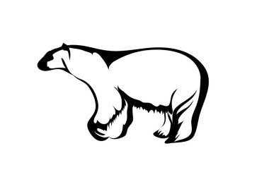 Beyaz arkaplanda kutup ayısı silueti vektör çizimi