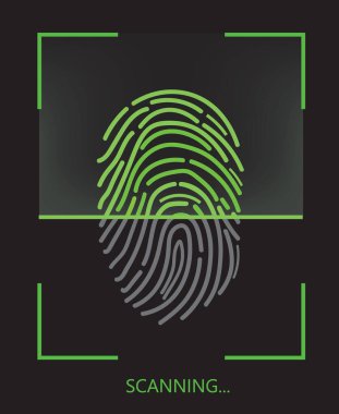 Parmak izi taraması. vektör illüstrasyonu