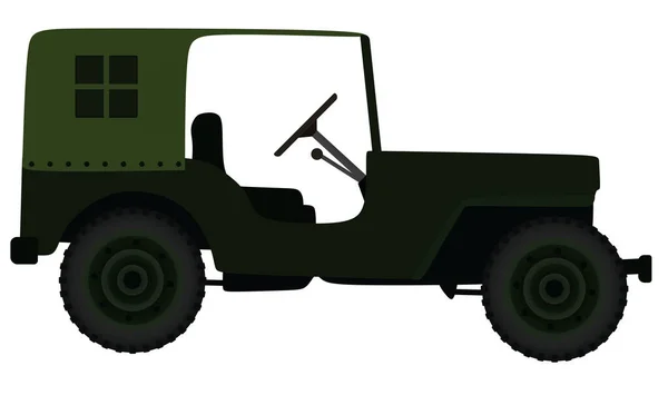 Véhicule Vert Rétro Seconde Guerre Mondiale Vecteur — Image vectorielle