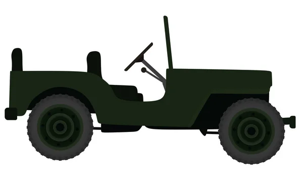 Retro Grünes Fahrzeug Aus Dem Zweiten Weltkrieg Vektor — Stockvektor
