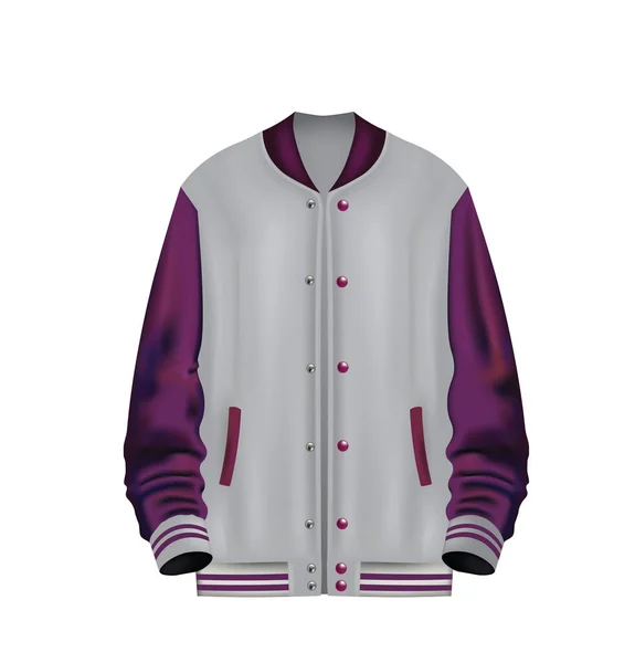 现实的白色和紫色棒球夹克 — 图库矢量图片