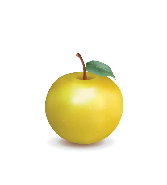 Gelber Apfel Auf Weißem Hintergrund Realistischer Vektor — Stockvektor