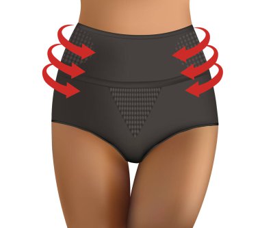 Göbek kontrol ince şekilli külot, vektör