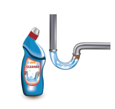 Kanalizasyon temizleyicisi ve metal boru. vektör illüstrasyonu