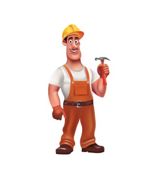 Çekiç tutan becerikli adam, vektör