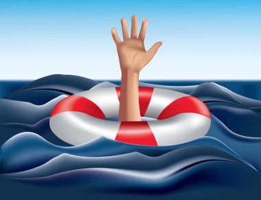 Boğulma kavramı. Hayat Şamandırası yardım istiyor.