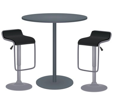 Bar masası ve sandalyeler. vektör illüstrasyonu