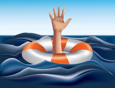 Boğulma kavramı. Hayat Şamandırası yardım istiyor.