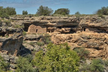 Montezuma Kuyusu Kayalık kayalıkların tepesinde Arizona çölünün kurak kuyusunda yaşıyor.