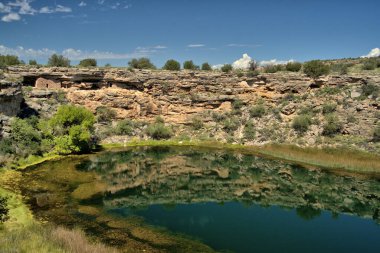 Montezuma Kuyusu Kayalık kayalıkların tepesinde Arizona çölünün kurak kuyusunda yaşıyor.