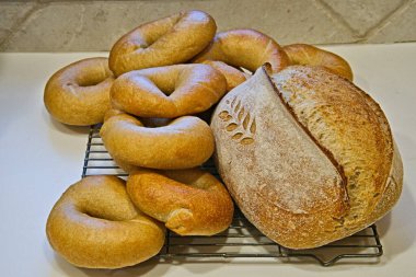 Organic Sourdough Bread and Bagels fresh out of the home oven