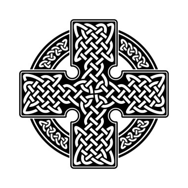 Beyaz arkaplanda bir Kelt haçının vektör illüstrasyonu