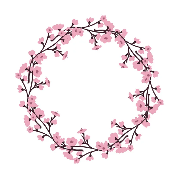 Decorativo Rosa Semplice Cornice Sakura — Vettoriale Stock