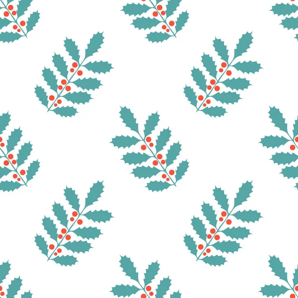 无缝制浆果图案的冬青 — 图库矢量图片