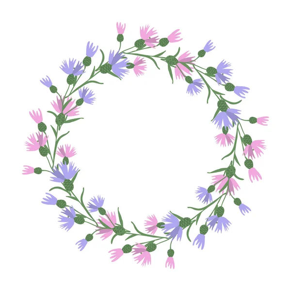 Dekorative Vektor Floralen Rahmen Mit Kornblumen — Stockvektor