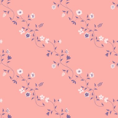 Seamless floral white and pink decorative vector pattern