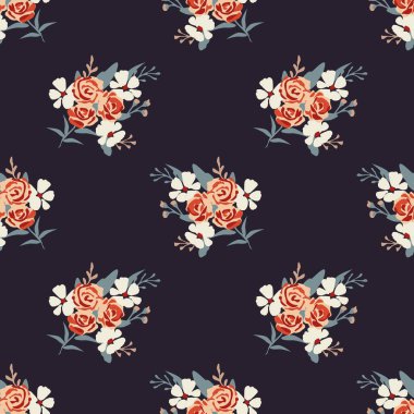 Seamless floral decorative vector bunches