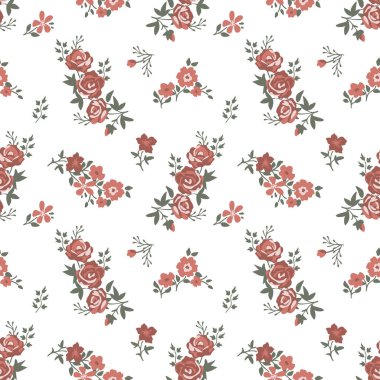 Seamless ditsy pink roses pattern
