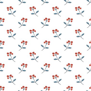 Seamless red decorative simple flowers