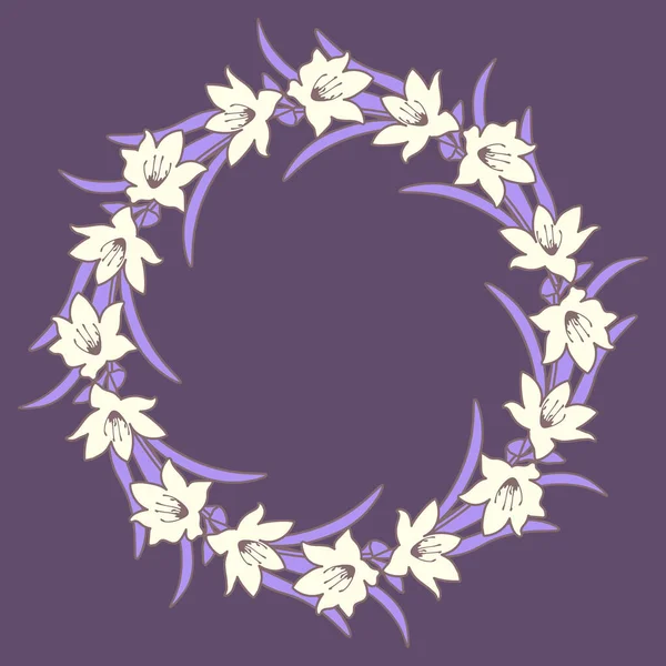 Beyaz Çiçekler Dekoratif Vektör Çelengi — Stok Vektör