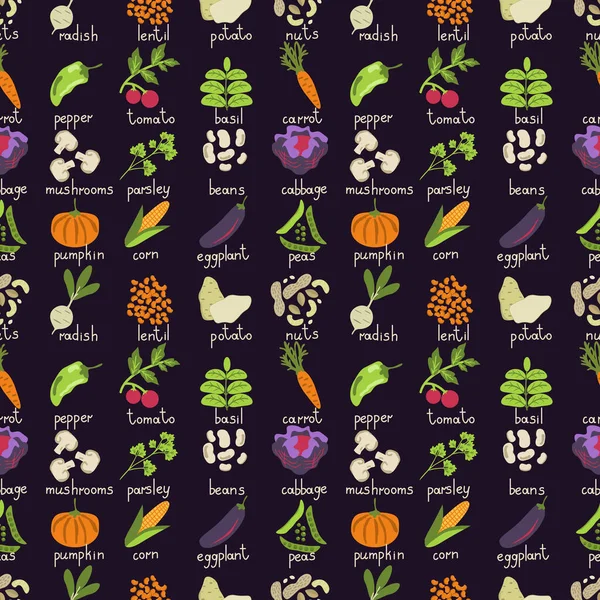 Nahtlose Gemüse Einfache Elemente Muster — Stockvektor