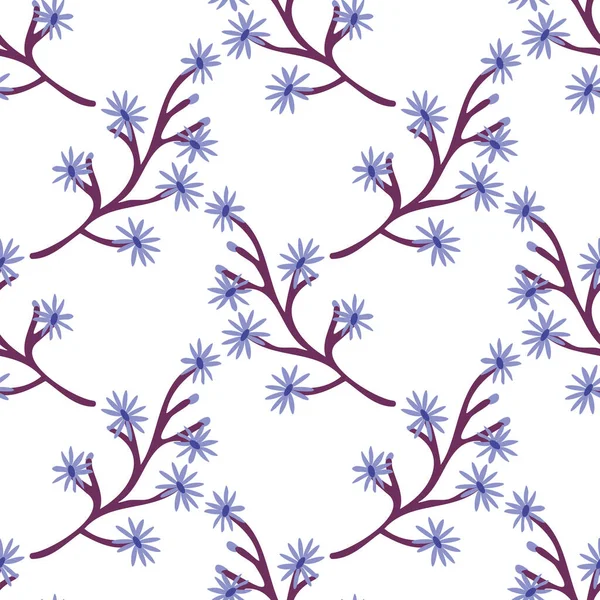 Бесшовные Цветочные Ветви Голубыми Цветами — стоковый вектор