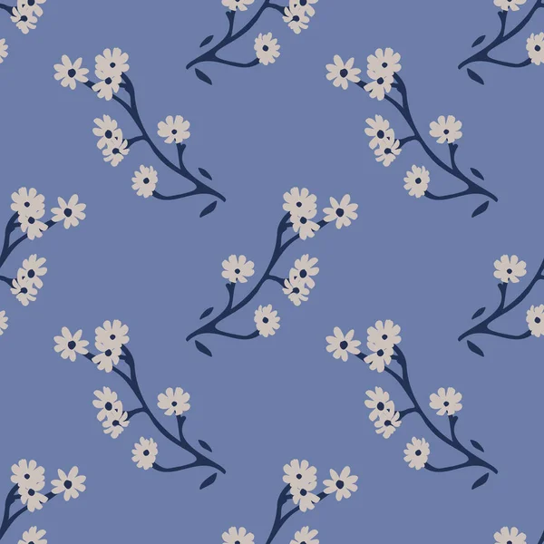Безшовні Квіткові Гілки Синіми Квітами — стоковий вектор